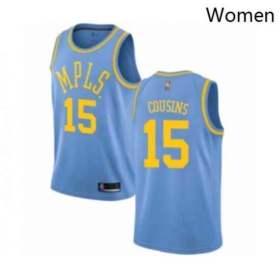 Womens Los Angeles Lakers 15 DeMarcus Cousins Swingman Blue Hardwood Classics Basketball Jersey